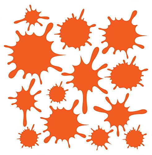 Paint Splatter Decal Set - Orange Paint Splash Stickers - Removable Paint Splatter Stickers - Wall Decals Peel and Stick Kids -Daycare Decor Art Classroom Decor Kids Bathroom Sets - 13pc