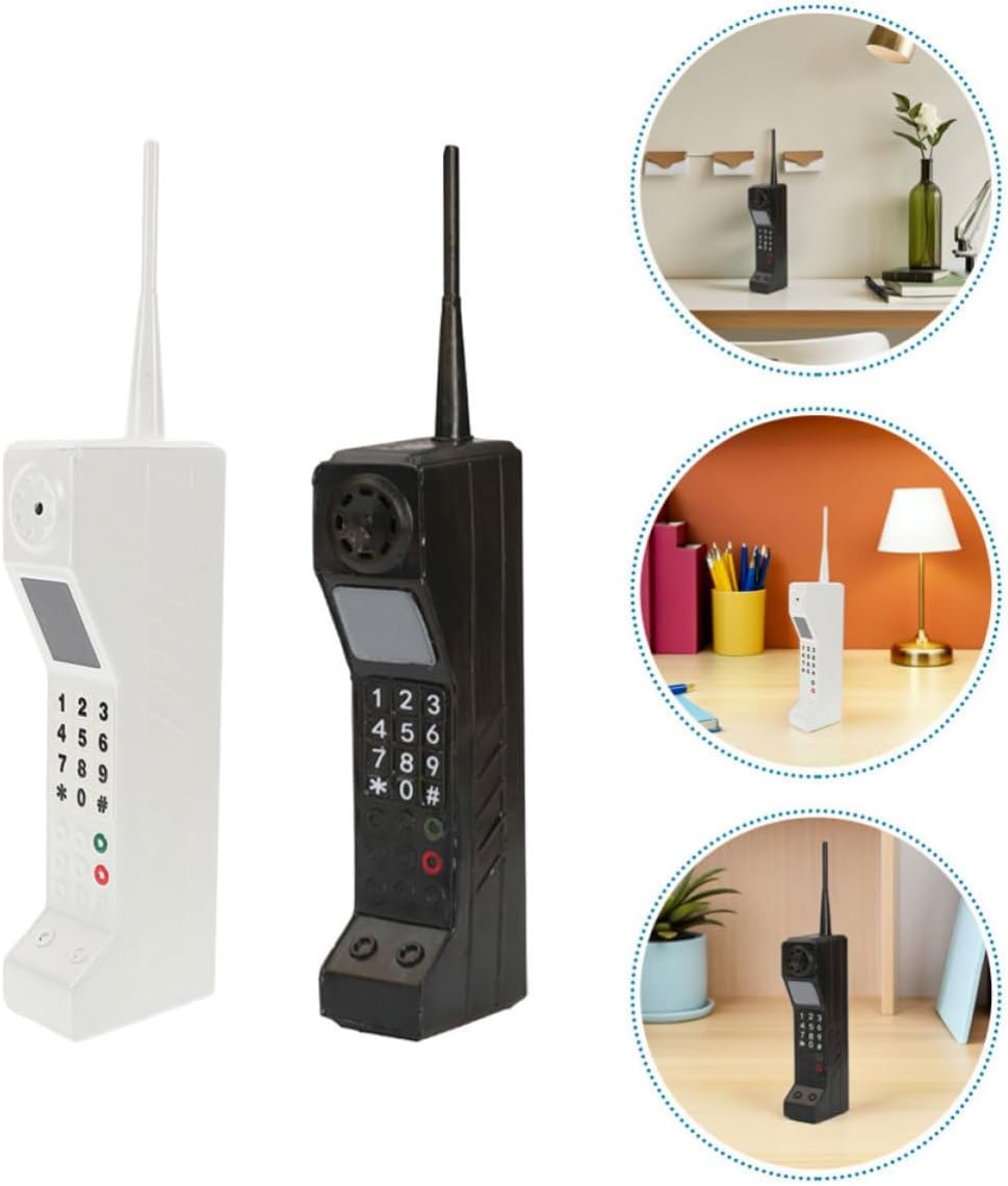 2pcs Retro Brick Phone Decoration Iron Compact Office Accent