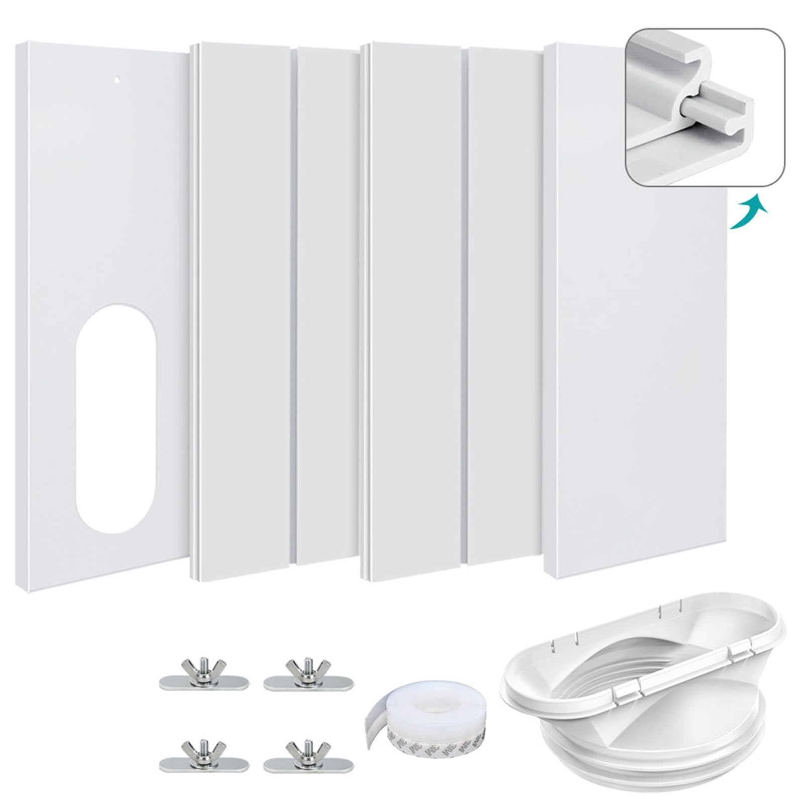 Tragbare Klimaanlage, Fenster-Tür-Set, Fensterdichtung, einfache Installation, Flexibles Entlüftungs-Set, um den Raum effektiv kühl zu halten