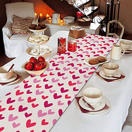 Valentines Day Table Runner Love Heart Hello Valentine Decorations Anniversary Wedding Party Kitchen Dining Valentine's Day Home Decor 13 X 72 Inch #TOP4