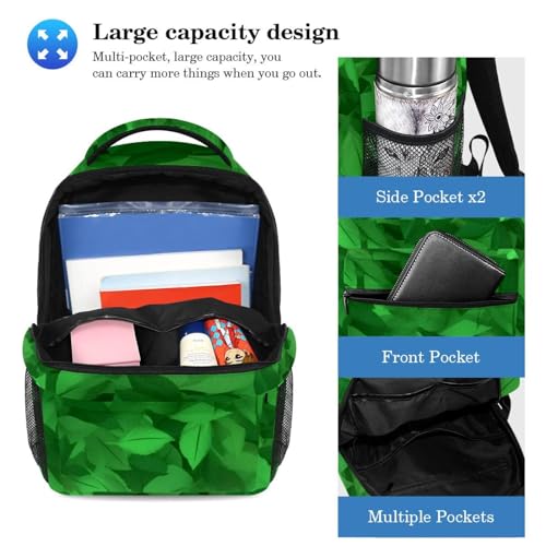 Sac à dos étudiant ergonomique feuilles vertes pour ranger vos cours