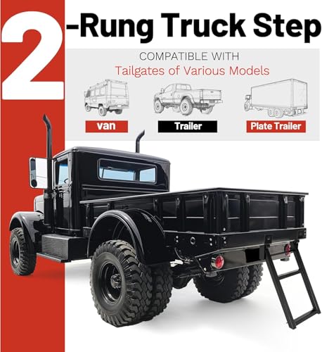 Image of HECASA 2-Rung Truck Step Retractable 27 Inch W /L-Shaped Bracket Truck Bed | Ladder Tailgate Ladder Accessories Steel Powder Coated Black
