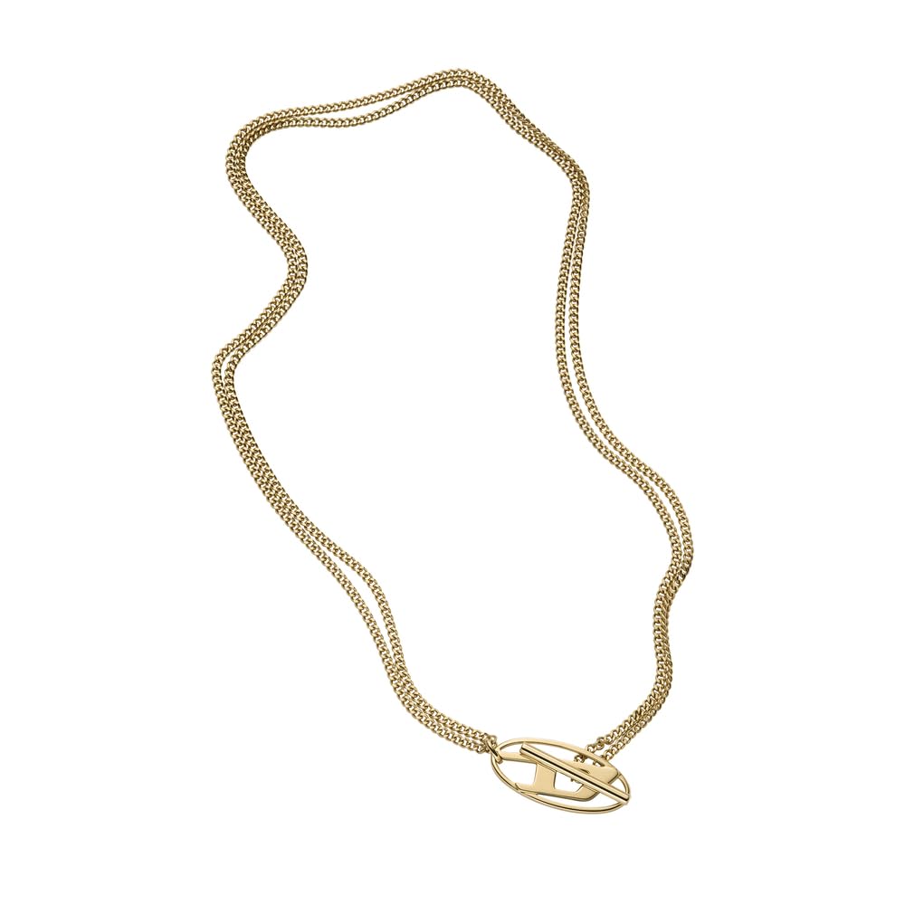 Diesel Men's Stainless Steel with Toggle clasp closure necklace Light Golden