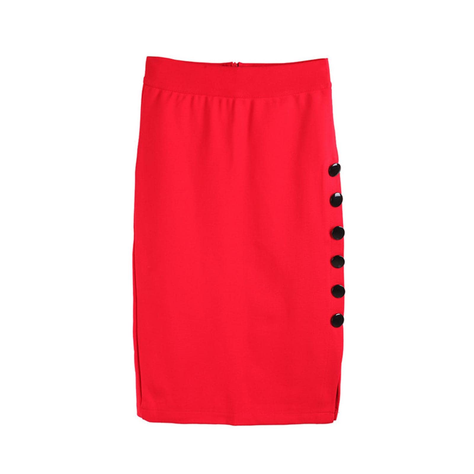 WQZYY&ASDCD Falda De Tubo Faldas De Tubo Midi A La Moda De Talla Grande para Mujer Falda Básica Negra Delgada Sexy con Botones Divididos para Oficina
