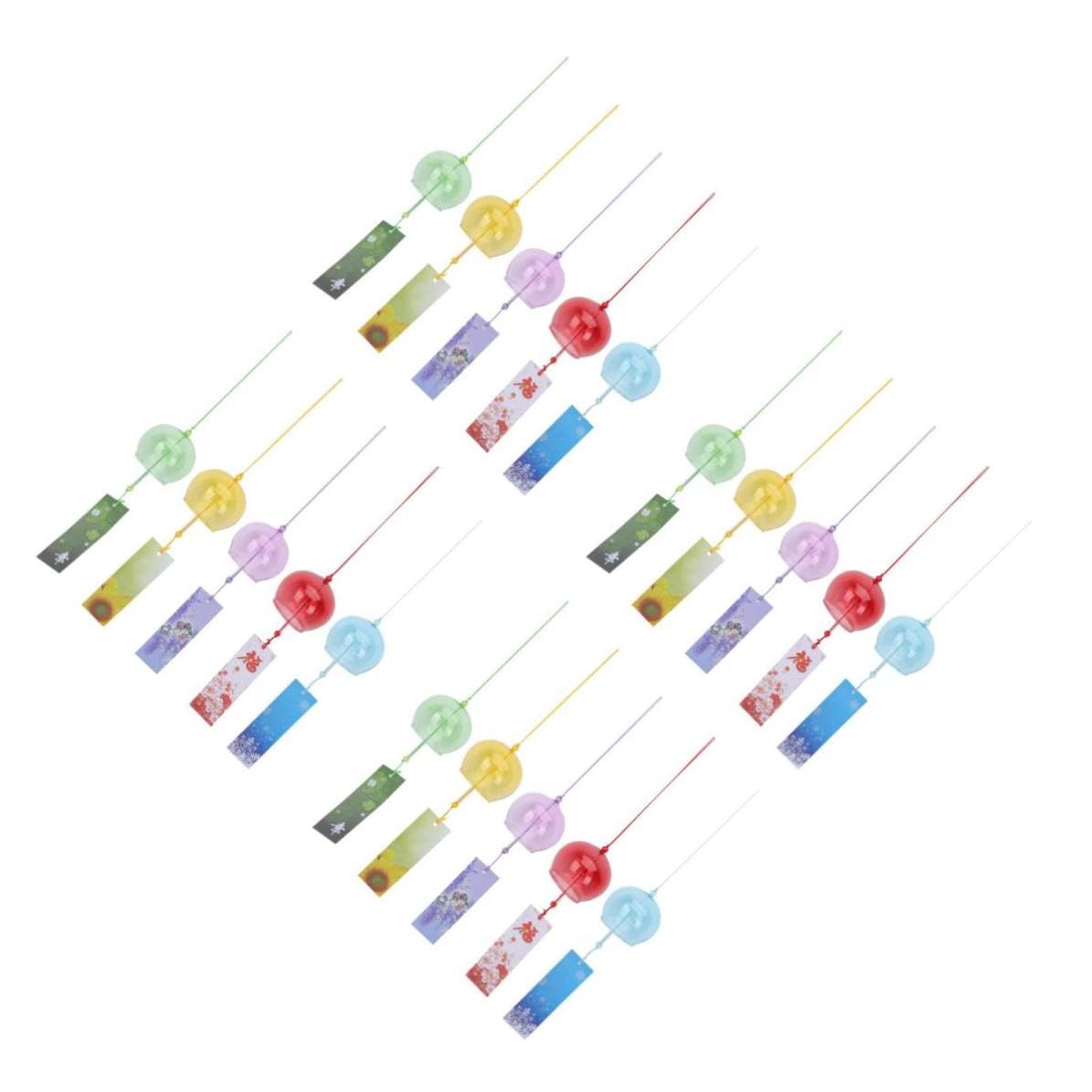 20 Piezas Campanillas de Viento de Cristal Japonés Colorido para