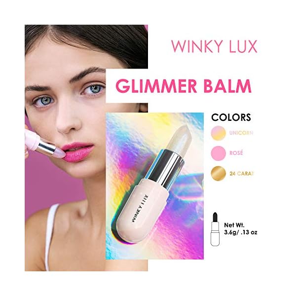 Winky Lux Glimmer Balm, pH Lip Balm, Color Changing Lipstick and Tinted Lip Balm, Vegan & Cruelty Free Lip Balm, Hydrate & Plump, Pink Shimmer Lipstick, RosÃ©