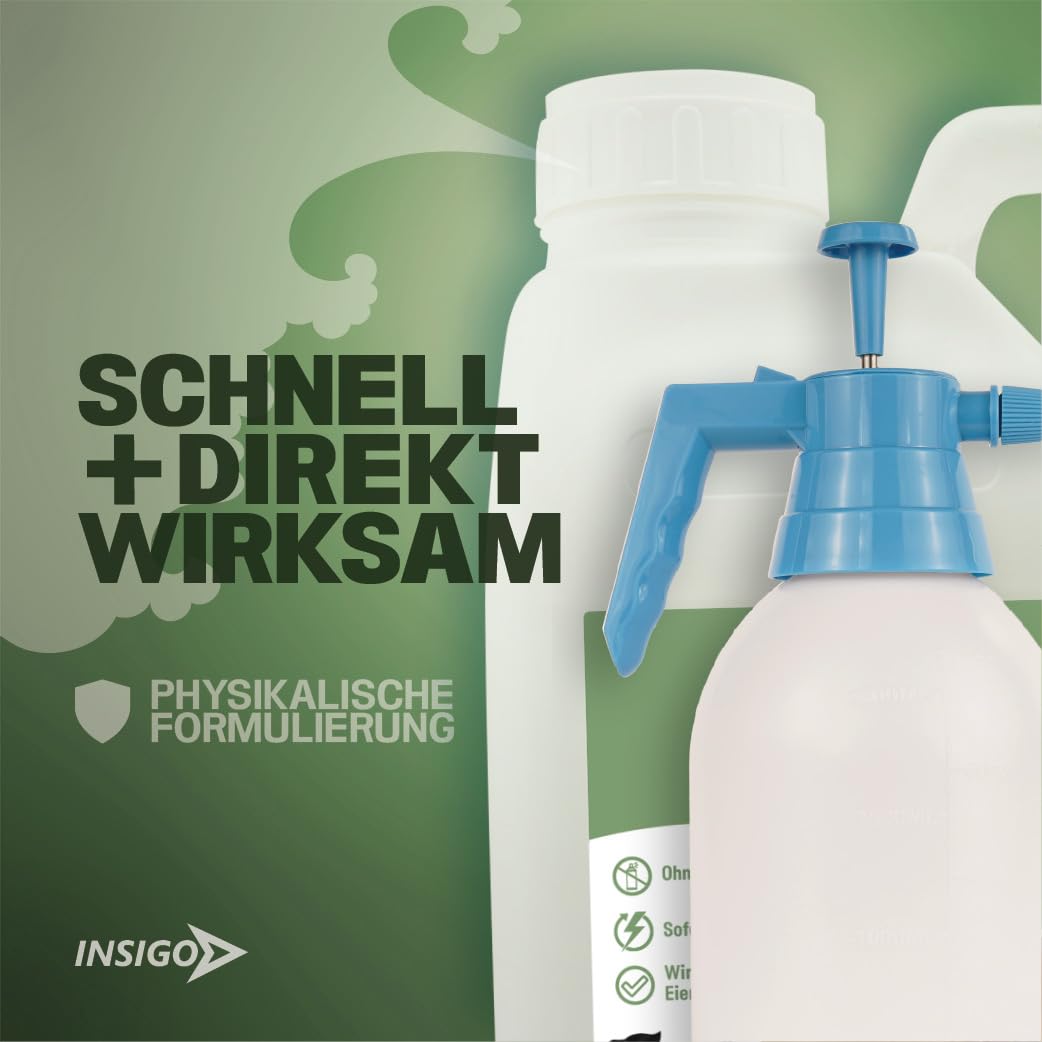 INSIGO Flohspray für Wohnung und Möbel 5L + 2L Drucksprüher - Abwehrspray gegen Flöhe mit Sofortschutz - Floh-Spray für Hunde und Katzen - Flohmittel hochwirksam & laborgeprüft
