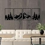 ESTART 4 PCS Metal Mountain Wall Art, Large Mountains Wall Decor, Mountain Forest Decorative Painting Suitable For Living Room Bedroom Office Indoor And Outdoor (50x15.7 inches/127x40 cm, Mountain Forest)