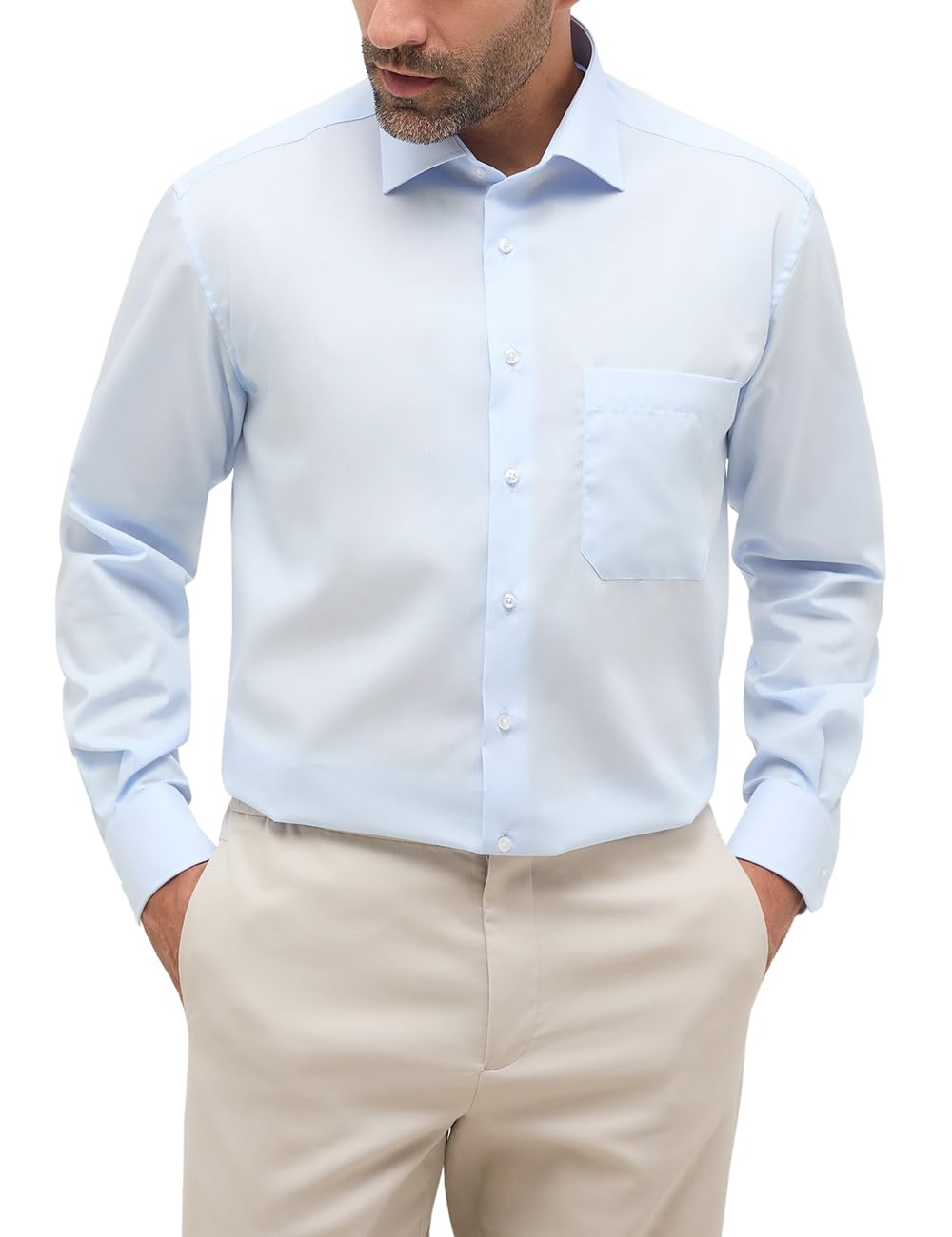 ETERNA Male Original Shirt uni Comfort FIT 45_H_1/1, 1/1, Bleu Clair
