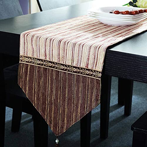 Chemin de table avec pompon en coton et lin beige de qualité supérieure