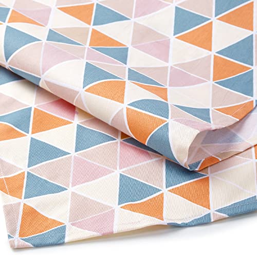 Encasa Dining Table Runner For 8 Seater - Luxury Cotton - Twill Fabric Mercerised - Printed - Size 13"X97" - Decorative Cloth For Centre And Coffee Table - Machine Washable- 1 Pc - Triangles Apricot #TOP6