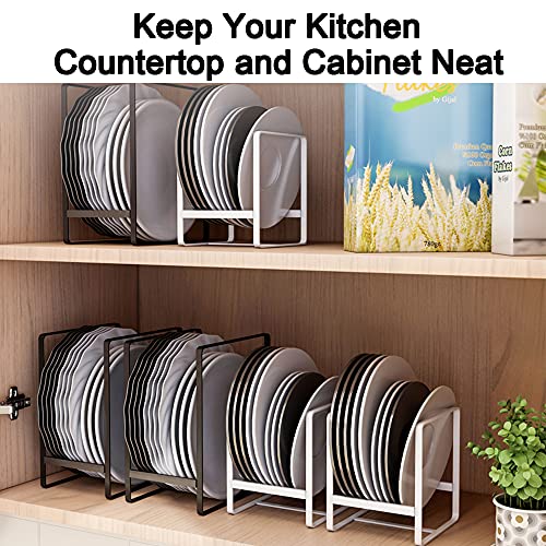 Hikinlichi 2 Pack Large Plate Holders Organizers Upright Cabinet Dish Drying Racks Metal Plate Dish Organizers Racks Stands For Countertop And Cupboard 7.87In. X 6.29In. X 4.52In. Black #TOP6