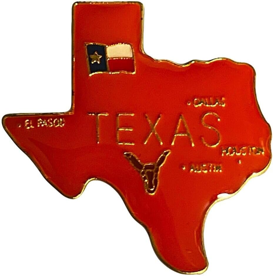 Texas Enamel State Map Hat Cap Lapel Pin (ACE - 644)