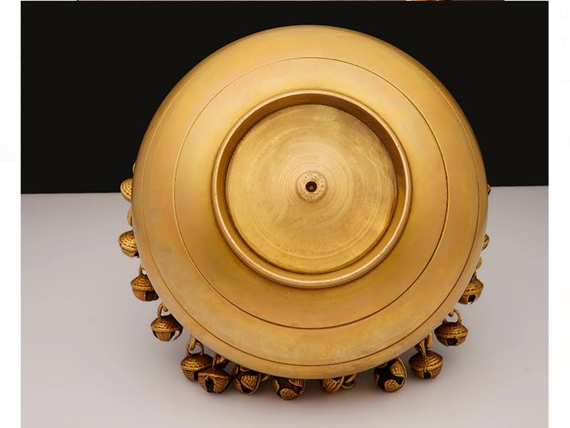 sovilifestyle World Antique Round Traditional Gu Brass Urli with Ghungroo | Traditional Decorative Bowl for Home and Festive Decor 2