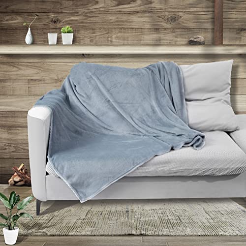 Tshuab Brushed Fleece Blanket, Perfect Sofa& Bed Throws, Super Soft& Cozy Handfeeling, Perfect to Warm Up for All Family Members (Include Kids& Pets) While Watching TV--Silver Grey(150CM X 200CM)