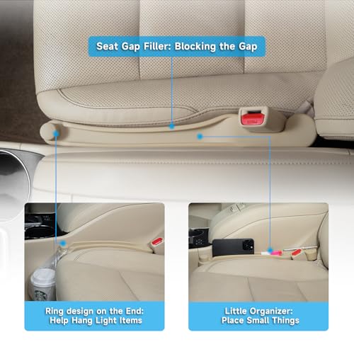 Image of Givifive Car Seat Gap Filler Set of 2, Soft Foam Multifunctional Seat Side Gap Filler with Organizer & Hook Function, 3in1 Gap Stopper Universal Fit Car SUV Truck Fill The Gap Between Seat & Console
