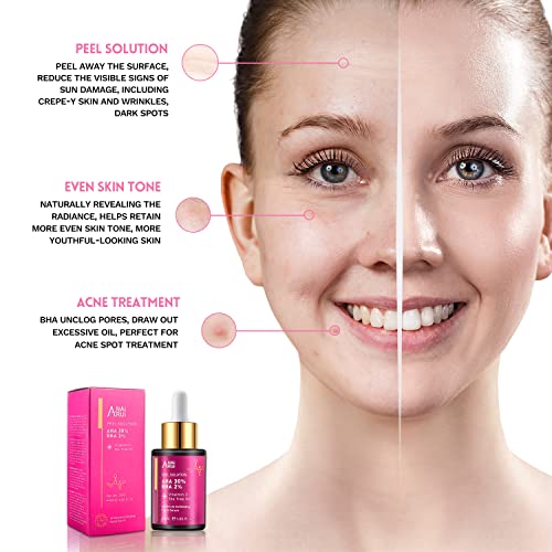 Aha Bha Face Peel Peeling Solution - Glycolic Acid 30% + Salicylic Acid 2% Face Exfoliator Liquid Exfoliant 1 Fl.oz #TOP4