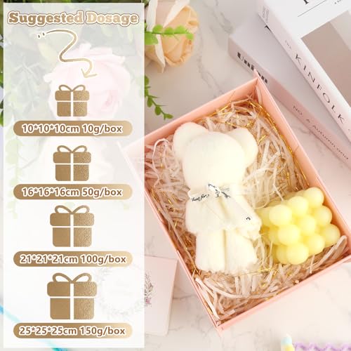 Kayqbonke 250g Raffia Füllmaterial für Pakete, Eine Mischung aus Weiß und Goldenem Filigran Shredded Tissue Paper, Füllmaterial für Pakete,Geschenkbox,Geschenkkorb und Präsentkorb