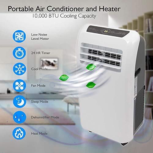 SereneLife SLACHT128 Portable 12000 BTU 4 in 1 Air Conditioner, Heater, Dehumidifier, and Fan with Timer, Remote and Exhaust Kit, White (2 Pack)