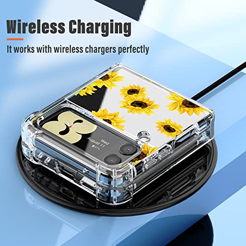 Buleens Sunflower For Samsung Galaxy Z Flip 3 5G Case Art Aesthetic Flower Floral Phone Cases Girly For Women Girls Teens Kids Flowers Pretty Funny Fun Unique Soft Tpu Cover For Galaxy Z Flip 3 #TOP5