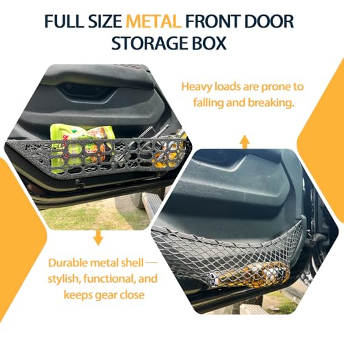 Image of Front Door Metal Pocket Molle Panels Compatible with 2018-2025 Wrangler JL 2 /4 Door & 2020-2025 Gladiator JT | Textured Black | Steel Storage Box Replaces The Weak Saggy Net
