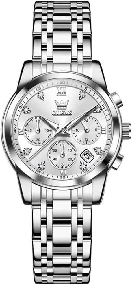 OLEVS Women Watch Multifunctional Two Tone Watch Fashion Business Analog Quartz Ladies Watch Stainless Steel Waterproof Diamond Watch for Women - Image 9