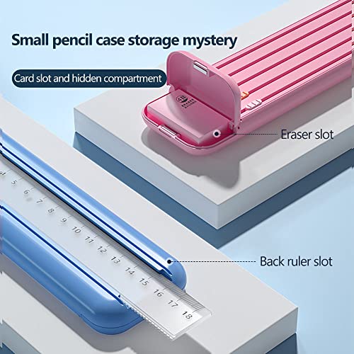 Image of Pencil Case, Kids Pencil Holder, Primary School Stationery Box, with Ruler Slot & Eraser Storage, Light Weight, Easy to Carry (A-Pink)