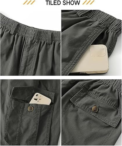 Adorlina Pants for Men, Flexrover Ultra Comfort Flex Fit Multi-Pocket Durable Cargo Pant Casual Elastic Waist Tactical2