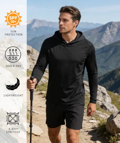 Image of Hoodies for Men UPF 50+ Sun Protection Fishing Shirts Long Sleeve Lightweight Rash Guard Shirt UV SPF Sweatshirt