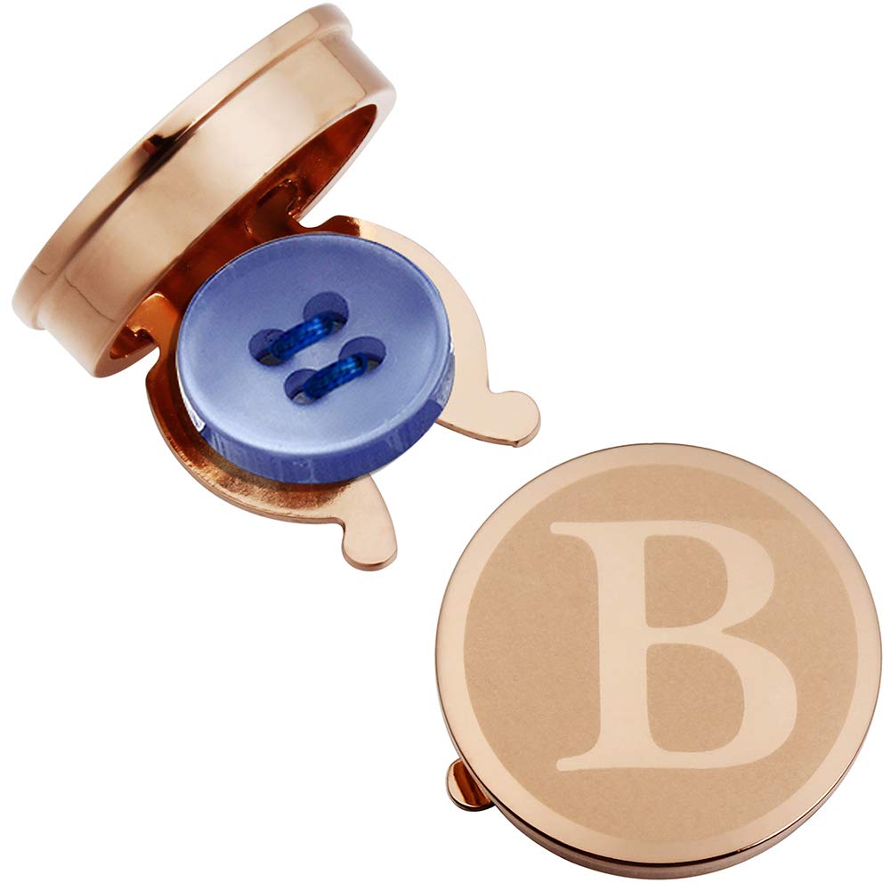 Initial Button Cover Cufflinks for Men Letter Rose Gold Color Perfect for Formal Business Shirt - Alphabet B-image-34