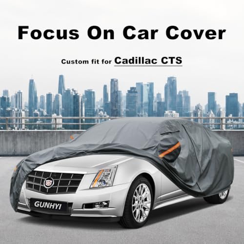 Image of GUNHYI Premium Car Cover Custom Fit Cadillac CTS /CTS-V (2003-2019), 16 Layers Heavy Duty Car Cover Waterproof All Weather with Zipper Door for Sun Rain Snow Dust Uv Protection