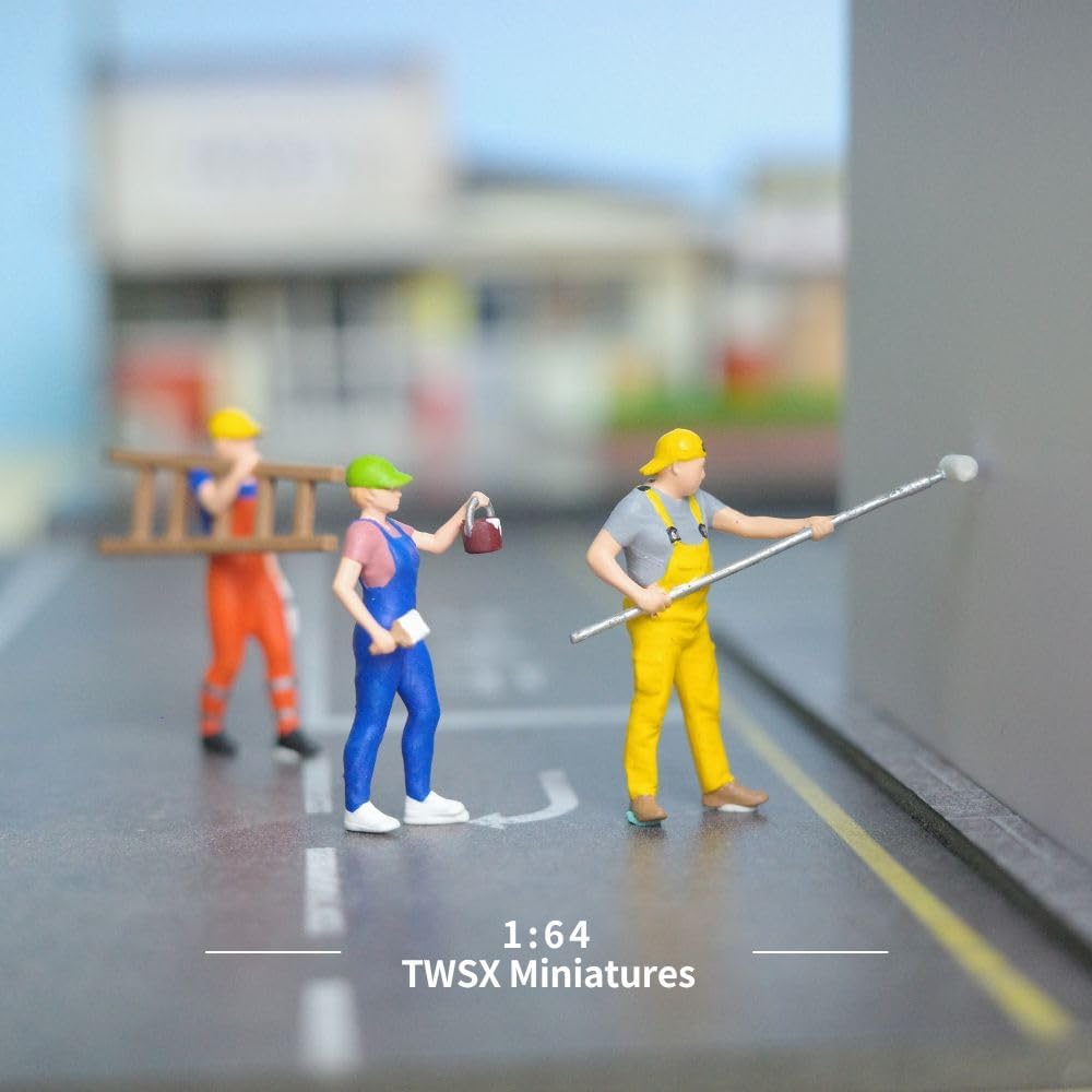 Painter 3-Piece Set, 1:64 Scale, Work, Painting Walls, Miniature People, Miniature Models, Suitable for DIY Landscapes, Creative Scenes, Matching and Macro Photography