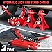DNA MOTORING Low Profile Hydraulic Trolley Service/Floor Jack Combo with 2 Ratchet Jack Stands, 2 Ton (4000 lbs) Capacity,Red, TOOLS-00476-RD