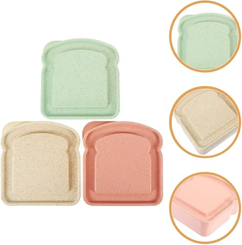 Miniatura 3 de Recipientes de sándwich con forma de tostada, 3 unidades, tostadas, conservador fresco, soporte para almacenamiento de alimentos, lonchera para el