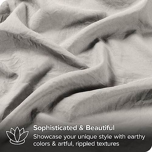 Bare Home Sandwashed Queen Sheet Set - Premium 1800 Ultra-Soft Microfiber Bed Sheets - Double Brushed - Hypoallergenic - Stain Resistant (Queen, Sandwashed Fog) #TOP3