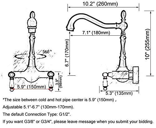 Waterfall Tap Red Copper Brass Bathroom Kitchen Sink Faucet Mixer Tap Swivel Spout Wall Mounted Dual Ceramic Levers Handles #TOP1
