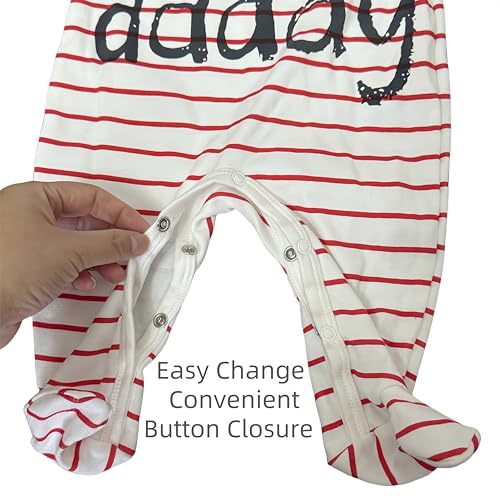Lullaby Layers Unisex Baby Sleepsuits 2 Pack – I Love Mummy & Daddy Cotton Footed Rompers – Newborn to 24 Months Baby Bodysuits for Boys and Girls (White, 3-6 Months) - Image 4