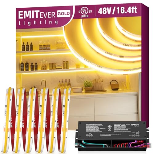 Tira de LED COB 48V 2700K 16.4 pies, 2250 LEDs, Dimmable miniatura 1