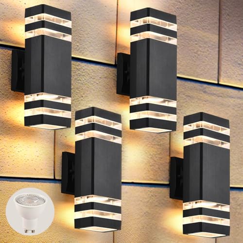 DASTOR 4 Pack Outdoor Wall Lights, Modern Exterior Lighting Fixtures