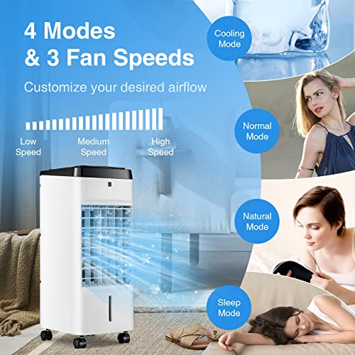 Petsite Evaporative Air Cooler, Portable Cold Air Cooling Fan With Remote Control, 3.5L Water Tank, 2 Ice Packs, 4 Modes, 3 Speeds, 12H Timer, 70° Oscillation, Personal Swamp Cooler For Bedroom Home Office Dorms #TOP1