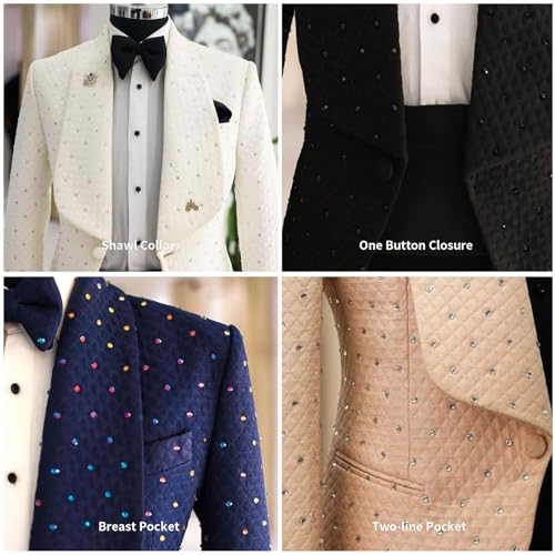 2 Piece Slim Fit Men's Suits Beads Shawl Lapel Blazer Jacket Pants Tuxedo Set for Dinner,Prom,Wedding4
