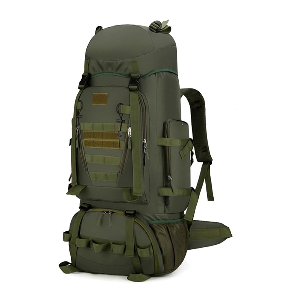 Wanderrucksack, 100L Großer Campingrucksack Molle Rucksack Militärischer Taktischer Rucksäcke Tagesrucksack Wasserdicht Wanderrucksack für Outdoor Wandern Camping Reisen Militärgrün