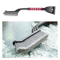 Dickno 66 cm Schneebürste und Abnehmbarer Eiskratzer, kein Kratzer, Auto-Schneeräumwerkzeug mit bequemem Schaumstoffgriff, universelles Fahrzeug-Winterschaber-Zubehör für alle Autos (Grau und Rot)