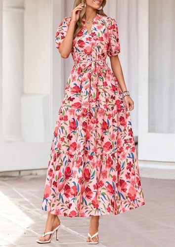 Image of PRETTYGARDEN Women's Summer Boho Floral Maxi Dresses