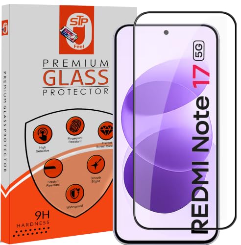 Image of STP FEEL Premium HD+ Tempered Glass Screen Protector Guard Compatible For Redmi Note 17 5G (7 Inch, Pack of 1) | Edge to Edge Coverage With Easy to installation kit for Smartphone