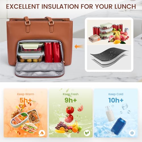 Image of LOVEVOOK Lunch Tote Bag for Women, Laptop Bag for Work with Insulated Lunch Compartment 15.6 Inch 2 in 1 Lunch Tote Large Capacity Computer Handbag for Work, Teacher, Nurse, Office, Casual