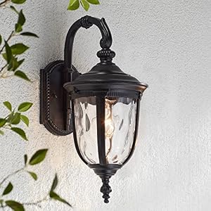 John Timberland Bellagio European Outdoor Wall Light Fixture Black Aluminum Metal 16.5" Clear Hammered Glass Decor for Exterior House Porch Patio Outside Deck Garage Yard Front Door Garden Home John Timberland Bellagio European Outdoor Wall Light Fixture Black Aluminum Metal 165 Clear Hammered Glass Decor for Exterior House Porch Patio Outside Deck Garage Yard Front Door Garden Home