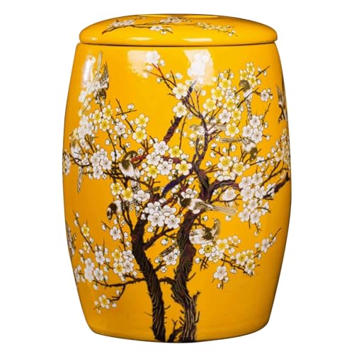 SJHPZG Ceramic Rice Storage Container Airtight Large Rice Bucket with Lid 5KG/10KG/15KG/25KG Rice Jar Food Dispenser for Rice Beans Grains