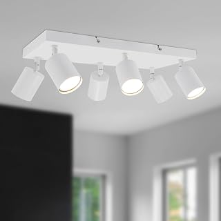 LED Deckenstrahler Weiß, Deckenlampe GU10 6 Flammig - Schwenkbar Deckenleuchte - Ohne Leuchtmittel