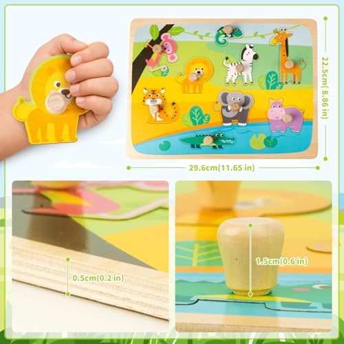 Miniatura 5 de Funsland Puzzle Madera 2 Año, Puzzles Infantiles De Madera Con Mango, Juguetes Montessori Bebe Puzzles Animal Educativos Rompecabezas Maderas Juguetes Regalo Navidad Para Niños De 2 3 Años